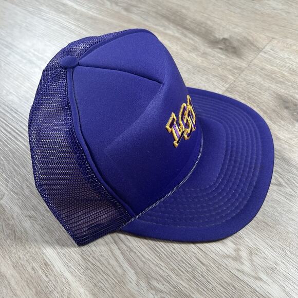 Vintage LSU Tigers Snapback Hat‎ College Purple Trucker Cap - Picture 7 of 8